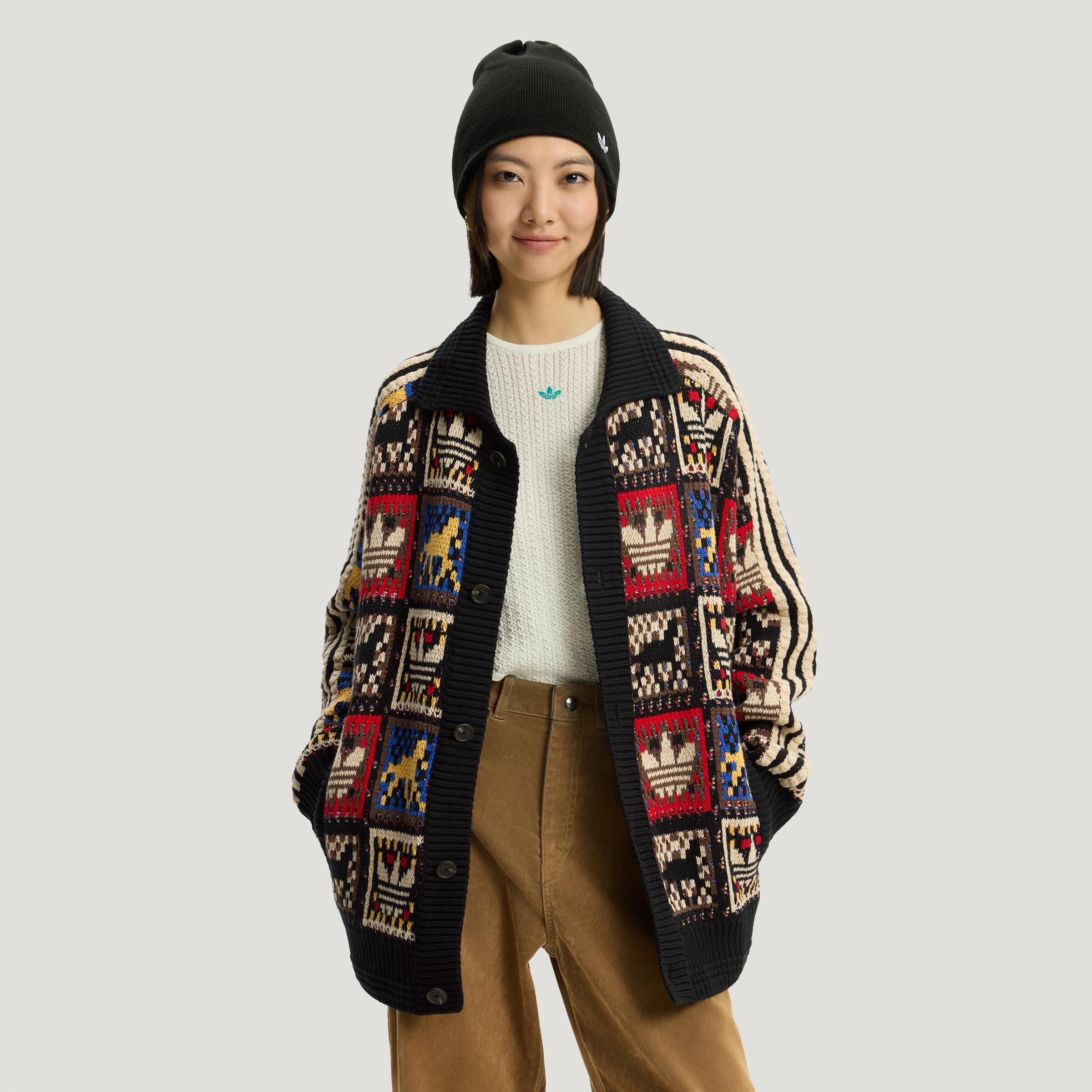 Adidas/阿迪达斯正品男女新年慵懒风针织宽松毛衣开衫外套KR2801