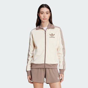 Adidas三叶草女子短款 外套JC5807 复古三条纹立领运动长袖