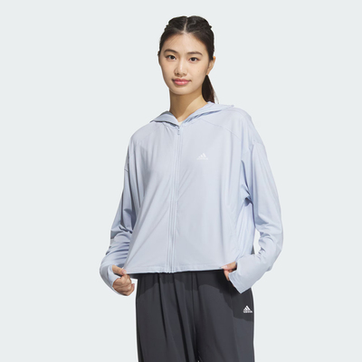 Adidas/阿迪达斯正品女子凉感运动休闲连帽夹克外套JJ1332