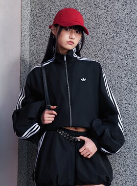 Adidas三叶草女BALLOON TT 漏斗领运动宽松早春薄外套KY5045