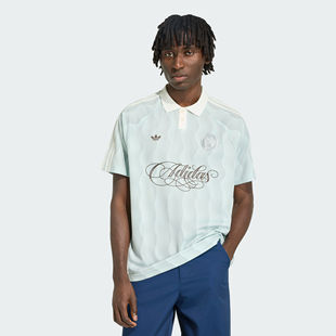 Adidas三叶草男子JERSEY 球衣风宽松波纹短袖POLO衫上衣KX1256