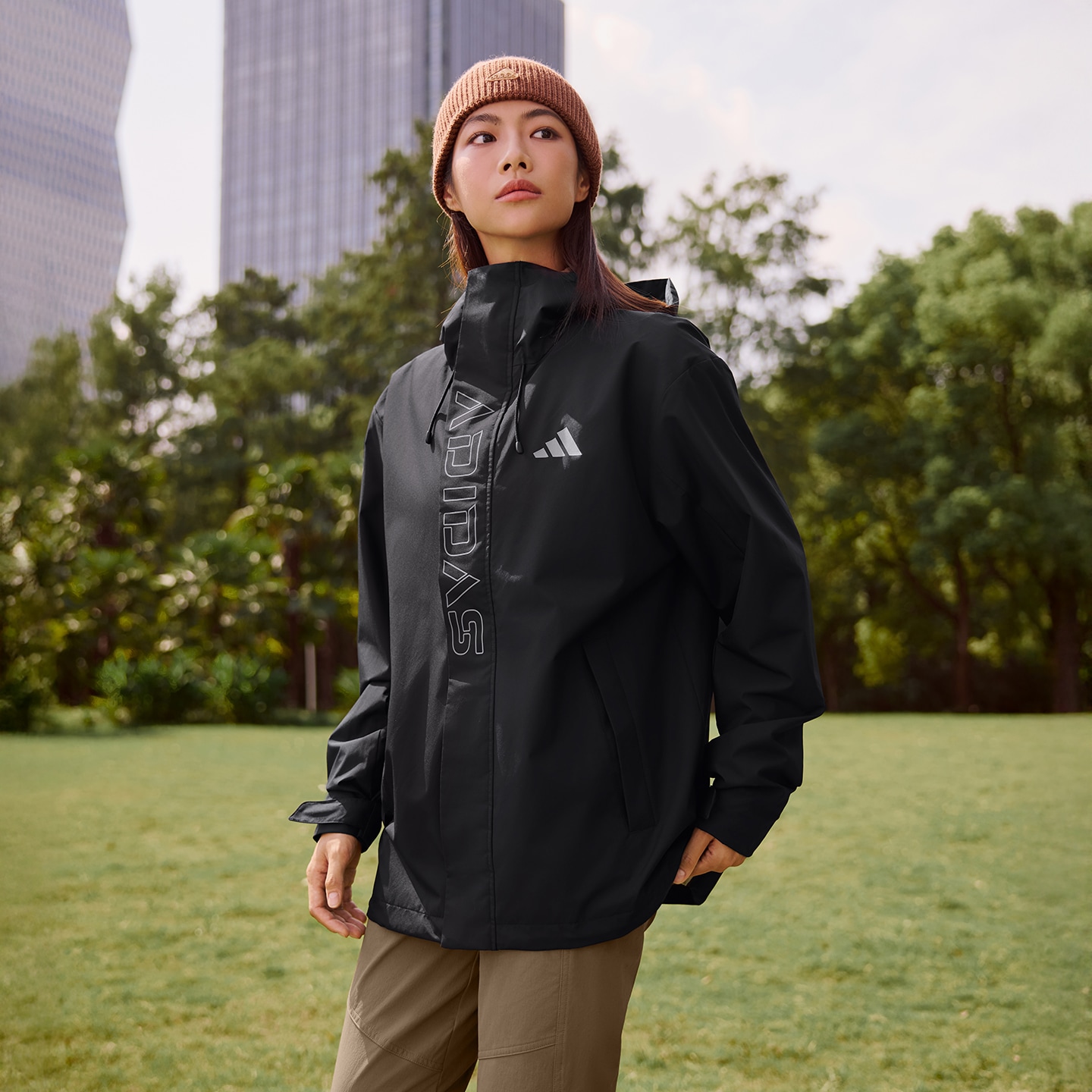 Adidas/阿迪达斯正品男女同款保暖运动休闲连帽夹克外套KF5214