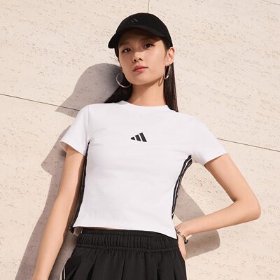 Adidas阿迪达斯女子W 3S SJ BABY T短款运动休闲短袖T恤JE1239