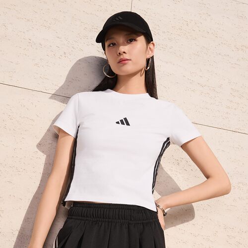 Adidas阿迪达斯女子W 3S SJ BABY T短款运动休闲短袖T恤JE1239