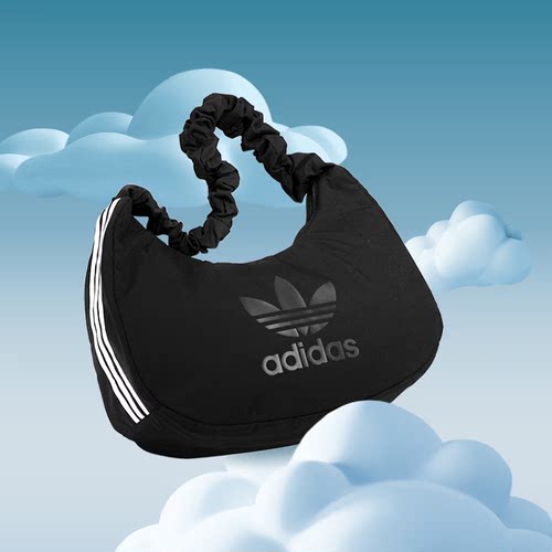 阿迪达斯Adidas黑色三叶草女包云朵包单肩挎包运动手提挎包JP0145