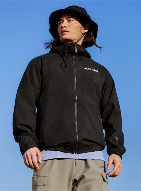Adidas/阿迪达斯正品男士户外透气运动连帽冲锋衣外套JN8804