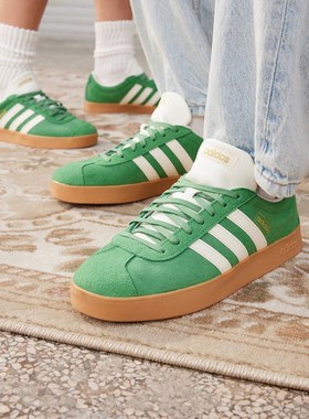 阿迪达斯VL court 2.0T头德训鞋男女同款绿色复古低帮板鞋 JH5077