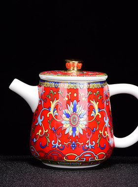 粉彩仿古陶瓷单壶大号茶具