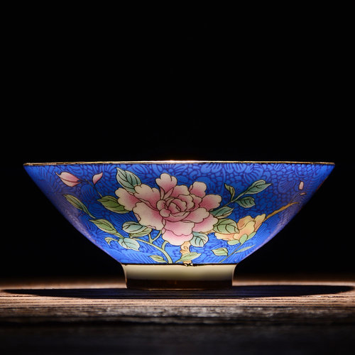 陶瓷粉彩扒花手绘功夫茶杯
