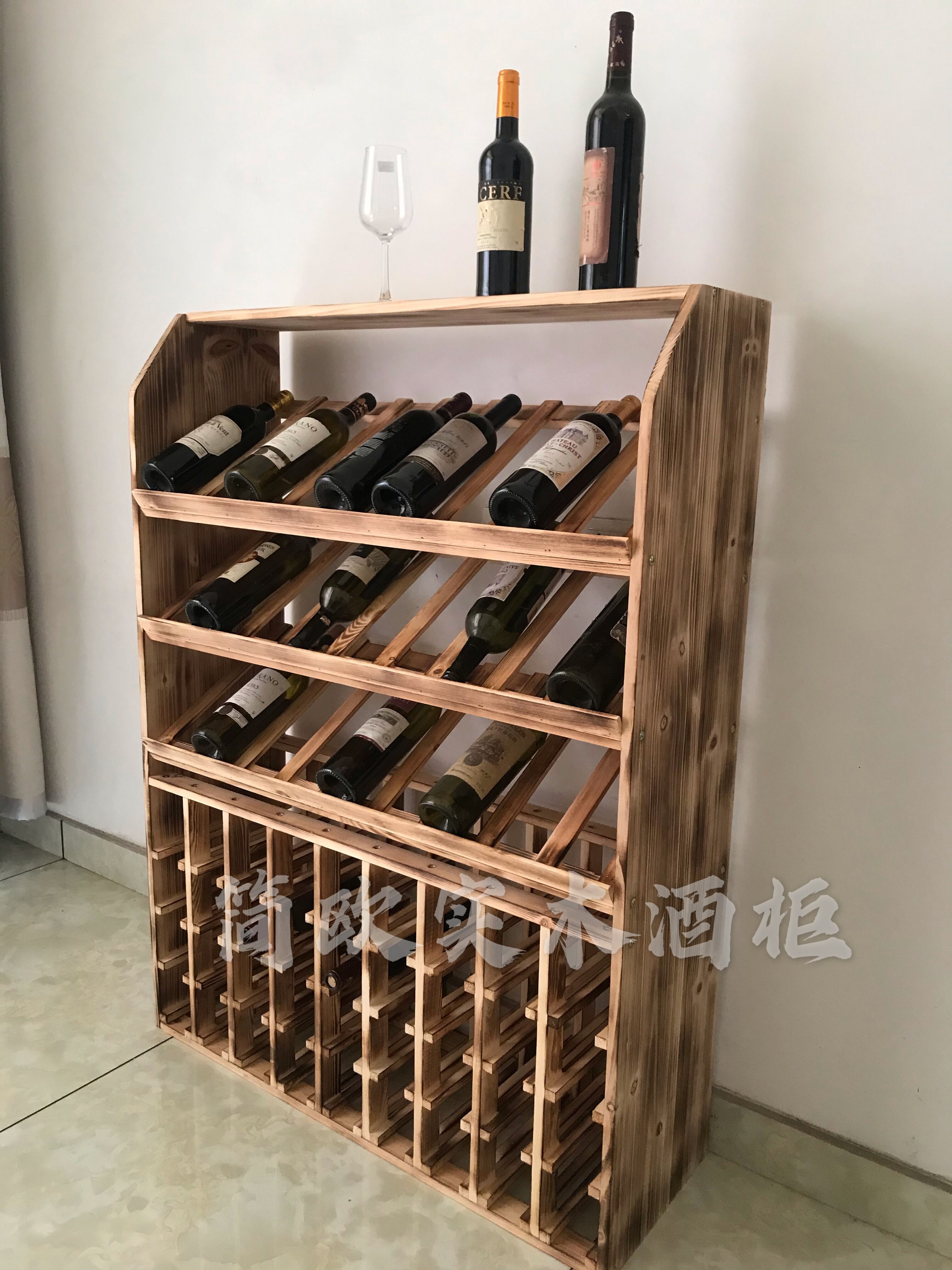 创意实木红酒架时尚葡萄酒展示架组合木制红酒摆件酒柜红酒置物架