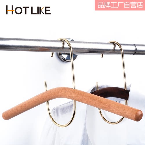 原木色旗袍实木衣架女装汉服衣挂民宿婚纱影楼婚礼用酒店衣服架子