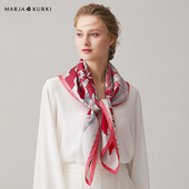 MARJAKURKI玛丽亚古琦红色大方巾丝巾女高级感妈妈款 真丝围巾披肩