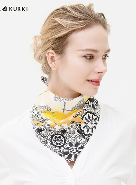 MARJAKURKI玛丽亚古琦真丝小方巾丝巾系脖高级感时尚领巾女友礼物