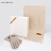 玛丽亚古琦纯山羊绒围巾女冬季 礼赠礼物 羊毛手套两件套礼盒装
