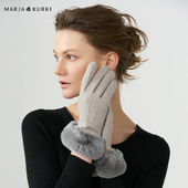 MARJAKURKI玛丽亚古琦羊毛手套女士冬季 时尚 獭兔毛圈防寒保暖手套