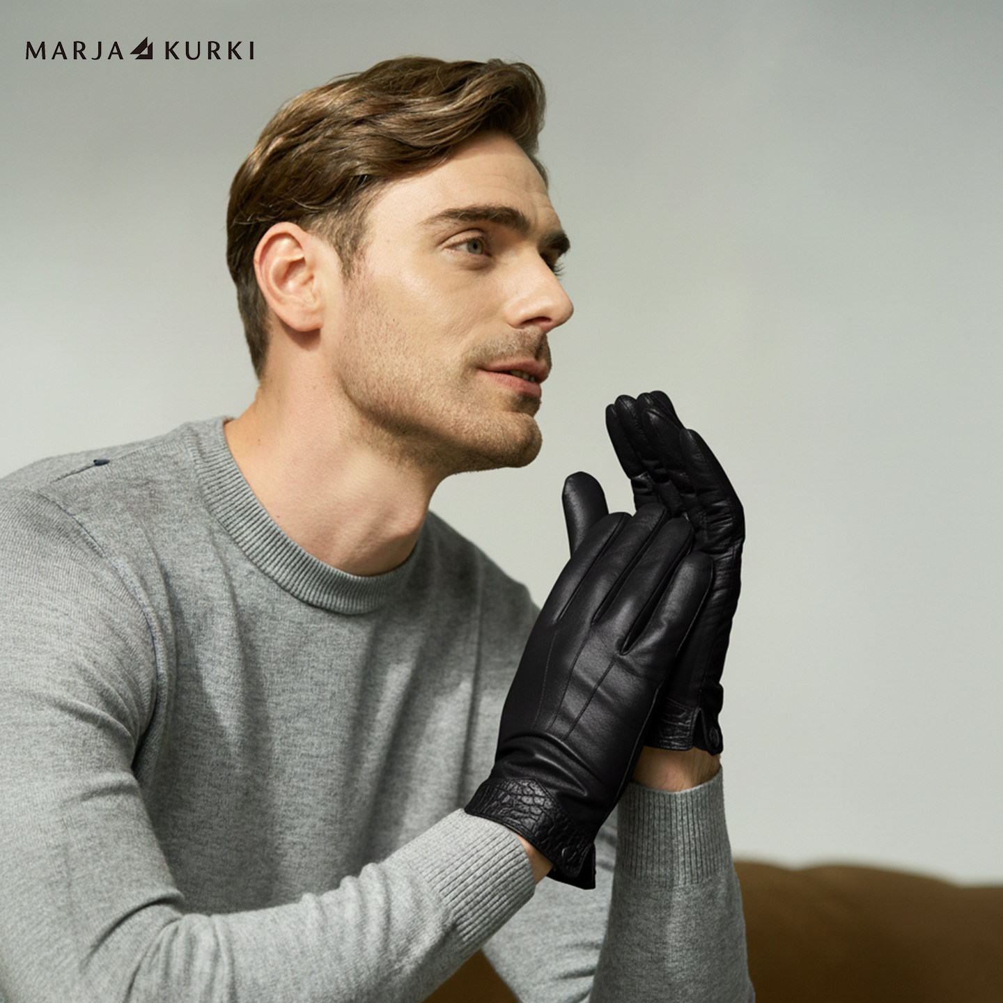 MARJAKURKI玛丽亚古琦真皮手套男士冬加厚保暖骑车羊皮手套可触屏