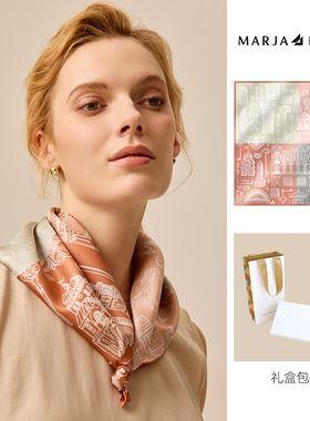 MARJAKURKI玛丽亚古琦真丝丝巾系脖高级感桑蚕丝小方巾女时尚领巾