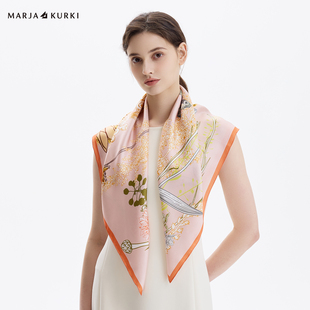 MARJAKURKI玛丽亚古琦真丝丝巾系脖高级感桑蚕丝大方巾女围巾披肩