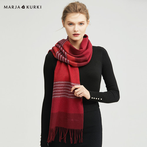 红色羊毛围巾男女同款礼盒装羊绒