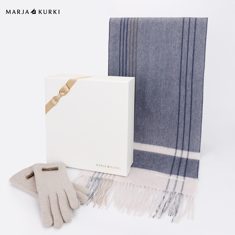 【礼赠礼物】玛丽亚古琦羊毛羊绒围巾女冬季羊毛手套两件套礼盒装