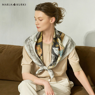 MARJAKURKI瑪麗亞古琦高檔雙面印花真絲絲巾方巾媽媽款 送長輩禮物