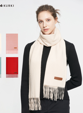 MARJAKURKI玛丽亚古琦山羊绒围巾女生日礼物高级感红色围巾女冬季