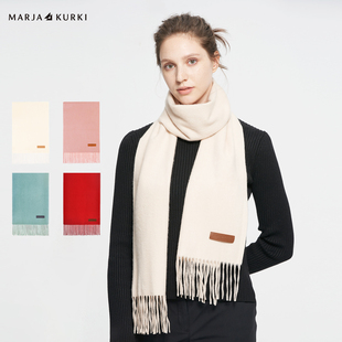 MARJAKURKI玛丽亚古琦山羊绒围巾女生日礼物高级感红色围巾女冬季