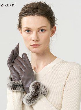 獭兔毛羊皮手套女冬季礼盒装