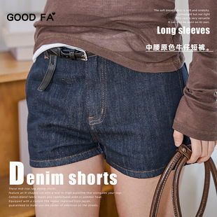 春夏中腰原色牛仔基础3分短裤女薄款修身显瘦复古辣妹热裤子