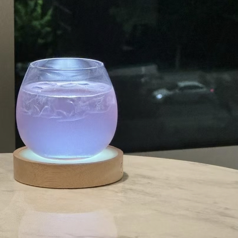 鸡尾酒LED水晶实木发光杯垫