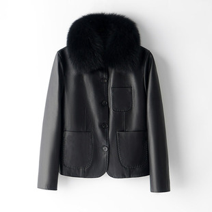 牛皮可拆加厚内胆皮衣狐狸毛领皮夹克外套潮 女装 海宁真皮冬季 新款