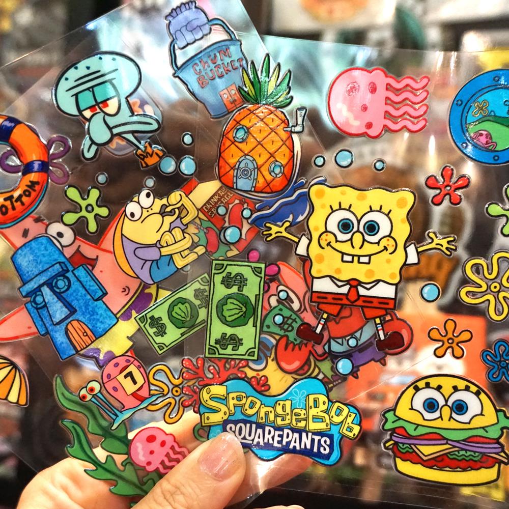卡通海绵宝宝水晶标派大星贴纸水杯uv转印贴电脑IPAD摩托车贴画