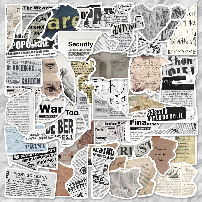 复古ins风文字碎片贴纸