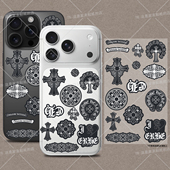 暗黑系潮牌克罗贴纸心水晶标贴纸水杯uv转印手机壳IPAD壳防水贴画