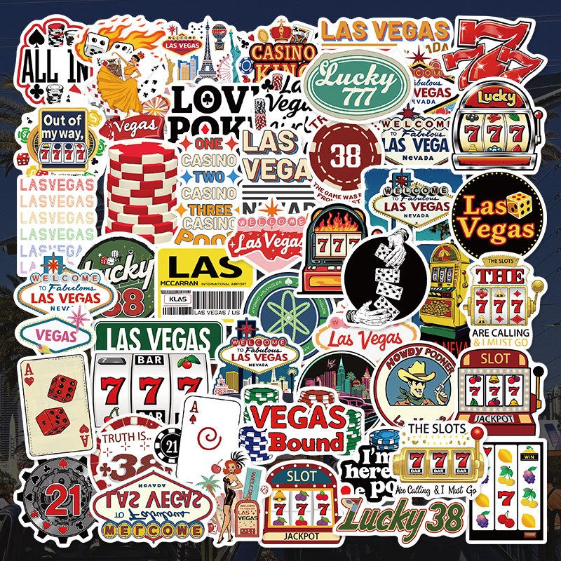 卡通拉斯维加斯贴纸Las Vegas娱乐城贴画电脑ipad手机装饰防水贴