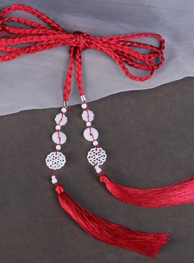 【红色】【宫绦】汉服腰绳长流苏女古风道袍细腰带男明制绑带腰链