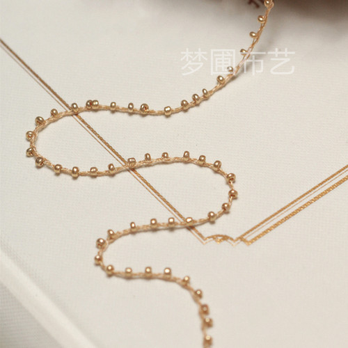花色珠子连线细绳亚克力玻璃米珠子花边手工编织辅料 宽0.2厘米