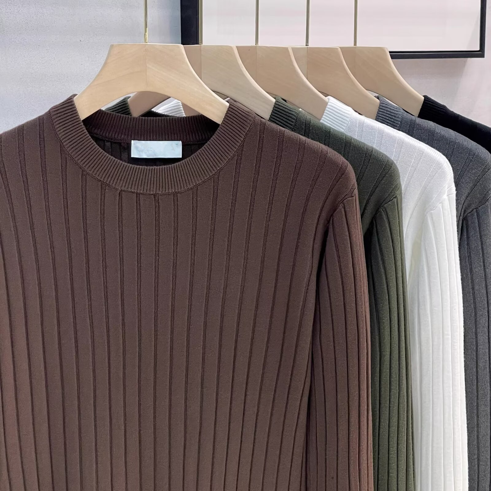 2025新款春秋圆领毛衣男薄款秋冬季针织衫打底内搭男士修身毛衣衫