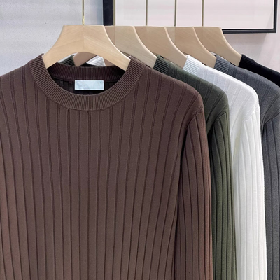 2025新款春秋圆领毛衣男薄款秋冬季针织衫打底内搭男士修身毛衣衫