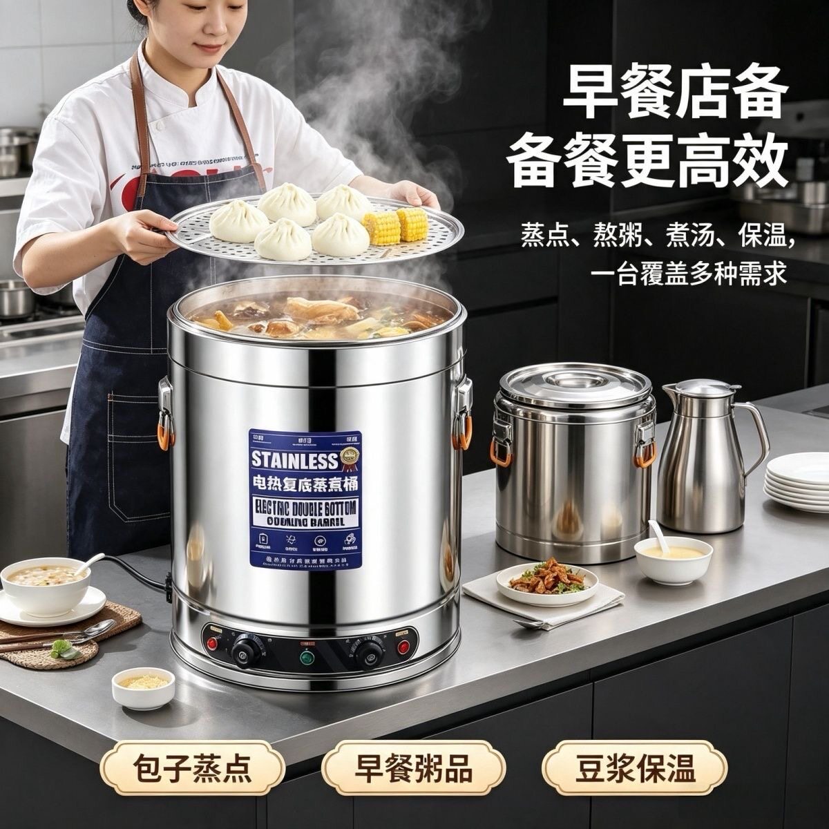 304不锈钢汤锅家用煲汤锅煮面锅燃气灶电磁炉专用一体成型煮汤锅
