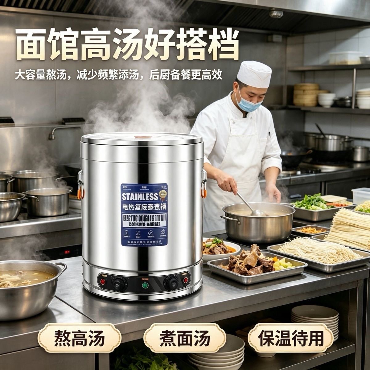 电汤桶304不锈钢烧水桶大容量蒸煮桶商用开水桶煮粥熬汤桶煮肉锅