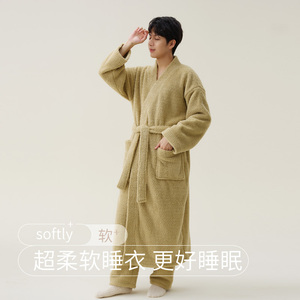 新款暖绒秋冬季男睡袍珊瑚绒情侣加厚加长款浴衣晨袍女士睡衣冬天