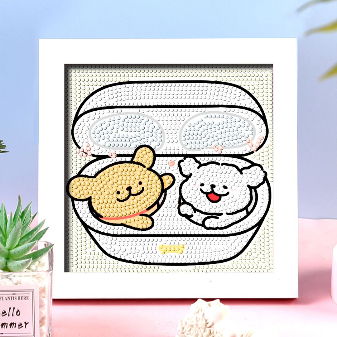 线条小狗钻石画可爱耳机贴钻画手工diy满钻砖石绣有框简单高颜值
