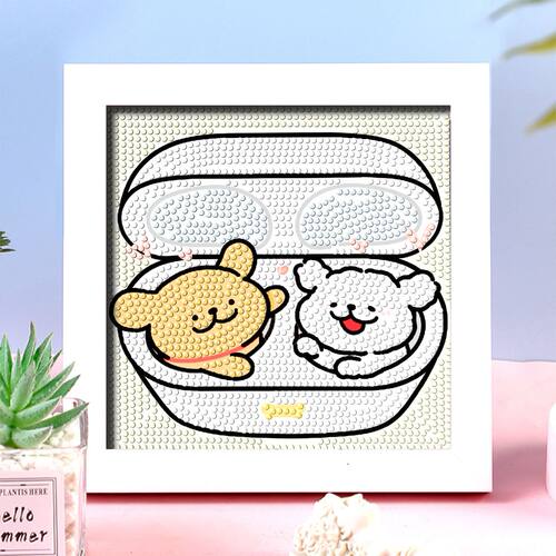 线条小狗钻石画可爱耳机贴钻画手工diy满钻砖石绣有框简单高颜值