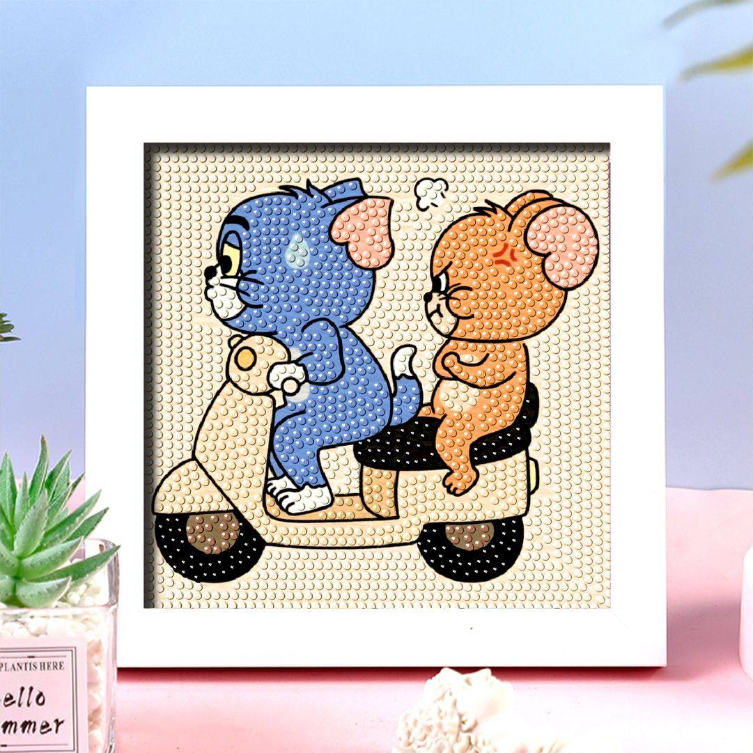 猫和老鼠钻石画贴钻画汤姆杰瑞手工diy满钻可爱礼物有框简单ins,居家布艺,钻石绣,淘宝优惠券,粉丝福利购,淘宝优惠卷