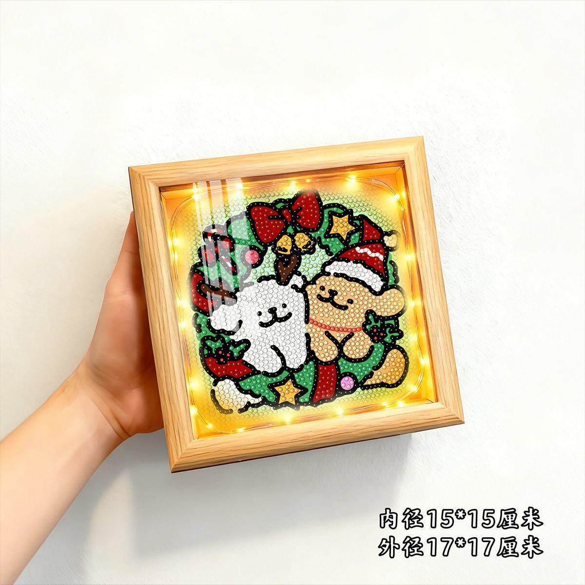 线条小狗圣诞节钻石画满贴