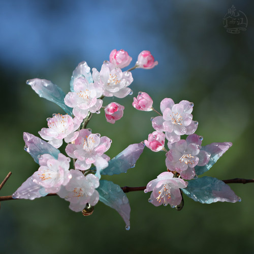 海棠无香 热缩花簪原创国风发夹新中式簪子步摇对夹汉服头饰古风