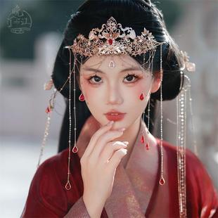 叹春秋 头饰原创 汉服发冠流苏战国袍发饰头冠琉璃锆石古风新中式