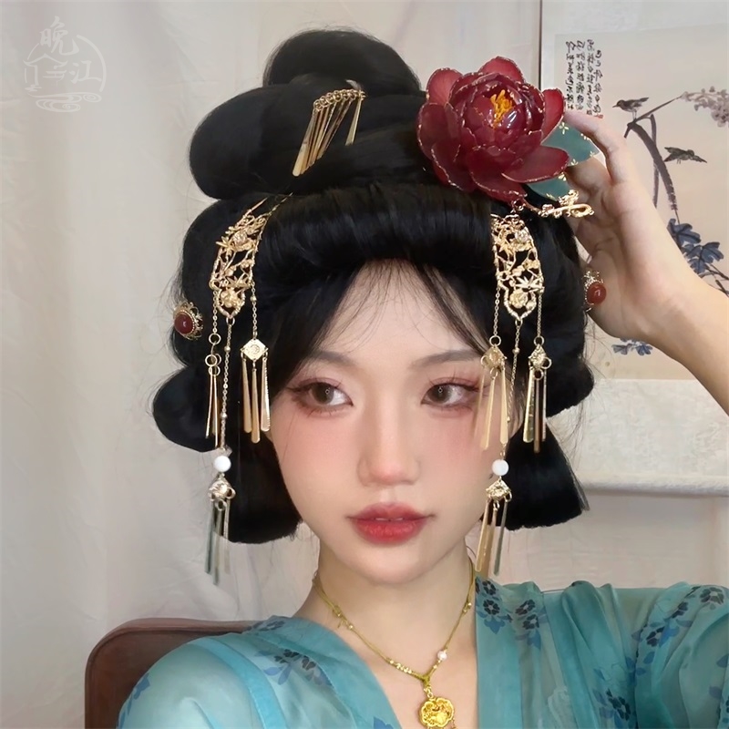 花锦新中式汉服发钗簪子流苏步摇