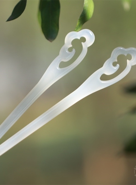 仿玉发簪 古风新中式簪子旗袍汉服高级感盘发步摇中国风简约日常